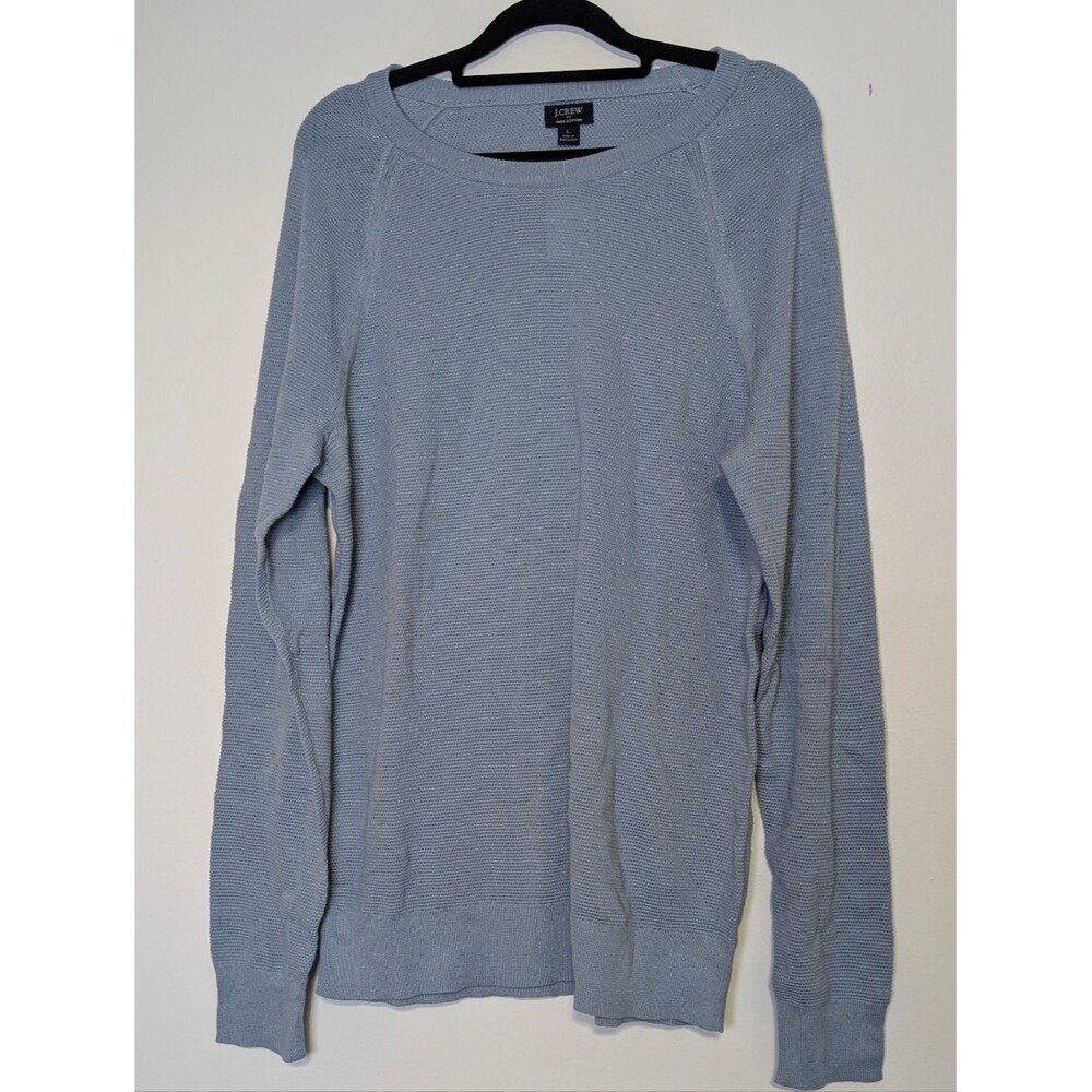 J.Crew Men's Cotton Crewneck Sweater-Tee Light Blue Textured Luxe Minimalist - Picture 4 of 5